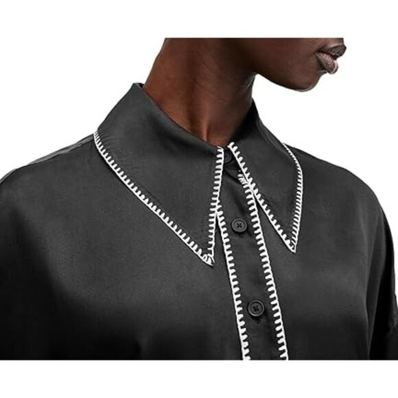 NWOT AllSaints Charli Stitch black Shirt top size US 4 - Picture 2 of 12